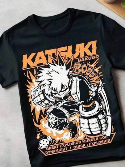 Men's T Shirts 180g Pure Cotton T-Shirt My Hero Shirt Bakugo Katsuki T-Shirt Academia MHA Anime Girl Shirt Teeheavy-Duty Pure Cotton T-Shirt, Fashionable And Comfortable Wo's Cotton T-Shirt, Suitable For Weekends, Travel, Shopping, Outdoor Activities Or Leisure, High-Quality Durable Fabric Suitable For All Seasons, Fashionable Top, Suitable ForParties And Daily Wear Casual Summer T-Shirt, Comfortable Outdoor Casual Wear