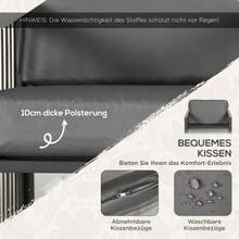 3-Piece Garden Furniture Set, Bistro Set With Coffee Table And 2 Chairs, Garden Lounge Set With Cushions, Grey, Ideal For Terrace And Balcony - Dark Grey - View 5