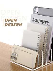 1pc Transparent Acrylic 7-Compartment Eyeshadow Palette Makeup Organizer Display Stand For Vanity Desk - Clear - View 4