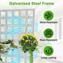 Caja de Plantación Metálica con Rejilla Cama de Jardín Elevada con Orificios de Drenaje 73"x47"x12" para Plantas Trepadoras - Blanco - estampado de cuadros - sin ruedas - Ver 6