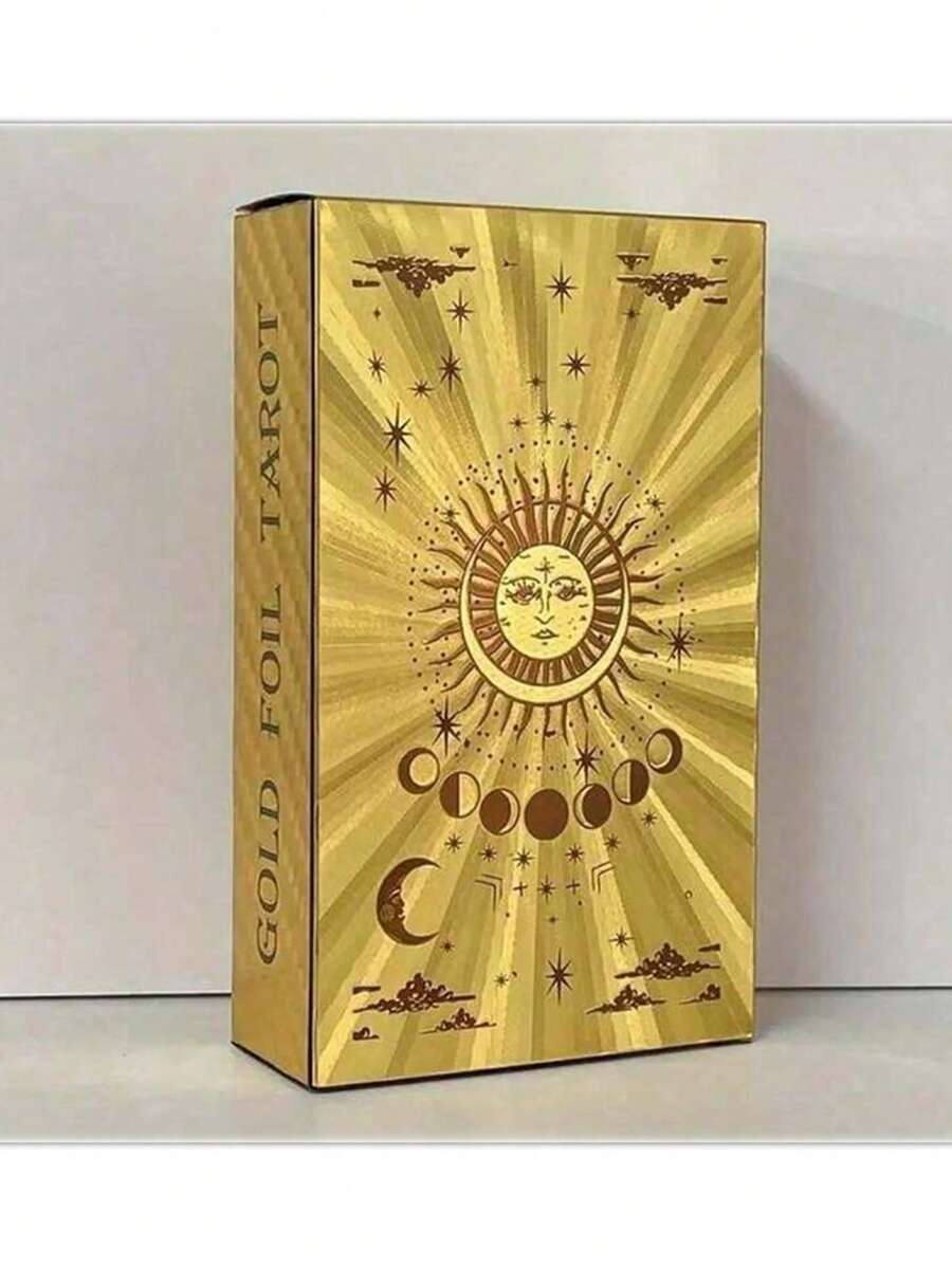 78张防水烫金塔罗牌,附带说明书,占卜精准,适合初学者,英文烫金印刷,尺寸4.72x2.76英寸,精美礼品,适合家庭聚会、娱乐游戏、游戏礼品、卡牌游戏、派对桌游、情侣朋友互动游戏、真心话大冒险卡牌游戏、休闲游戏、便携式卡牌、朋友聚会桌游、假日旅行娱乐游戏、情侣卡牌游戏 - 太陽神款金箔塔羅牌 - 查看 1