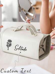 Bolsa de Toucador de Viagem de Grande Capacidade Personalizável com Gravação de Nome Personalizada, Interior Espaçoso, Adequado para Mulheres/Homens, Ideal para Viagens de Negócios, Organizador de Cosméticos Leve, Bolsa de Toucador de Viagem, Armazenamento Portátil, Multifuncional, Presente Perfeito para Amigos, Família, Namoradas, Aniversários, Dia dos Namorados, Madrinhas, Volta às Aulas e Chás de Panela. - Multicolorido - Visão 3