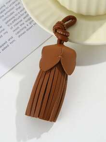 1pc Tassel Pendant Leather Bag Accessory Fashion Hanging Strap Charm Car Key Chain Decoration Travel Essentials - Multicolor - View 13