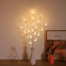 1个20LED暖白桦树枝灯，20颗LED电池供电白桦树枝花瓶装饰灯，现代家居新月斋月、婚礼、生日、圣诞派对氛围灯 - 适用于橱柜、餐桌、办公桌展示、咖啡厅橱窗、花瓶装饰（不含电池） - 月牙白樺樹枝燈 - 查看 6