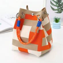 New Fashion Women Handbag - Multifunctional Shoulder Bag With Secure Buckle Closure Design, Small Capacity Tote Bag, Wrist Bag, Wallet, Storage Bag, Suitable For Travel, Outdoor, Commuting And Daily Use, Sturdy Handle, Fashion Accessories - 橘色 - 查看 1