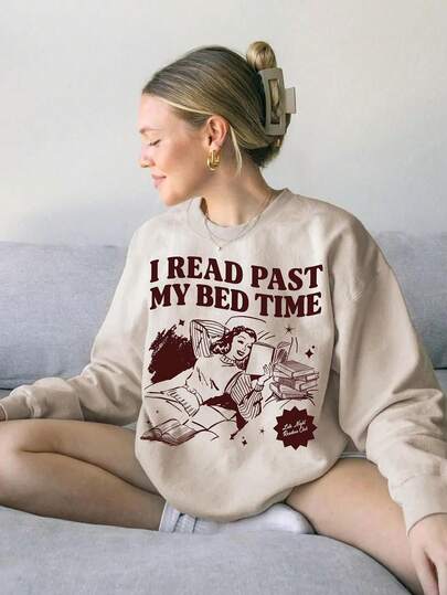 2026 Nowa damska bluza z motywem "Przeczytaj jeszcze jeden rozdział", romantyczny prezent dla czytelnika w stylu vintage, Bookworm, okrągły dekolt
