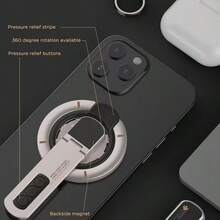 可调节手机指环 360°旋转双面磁吸手机支架 强磁吸附式桌面安装免提观看桌面收纳盒 流线型手机支架指环支架设计 旋转支架 磁吸支架 科技爱好者 上班族 办公室情人节礼物 - 彩色 - 查看 1