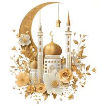 Removable Waterproof Gilded Crescent Moon Temple Wall Sticker, Cross-Border Dropshipping Available - Multicolor - View 10
