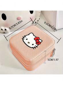 1pc Sanrio Hello Kitty Cute Women's Jewelry Organizer PU Material With Multiple Compartments Suitable For Storing Necklaces Earrings Rings Ladies Fashion Christmas Halloween Valentine's Day Gift