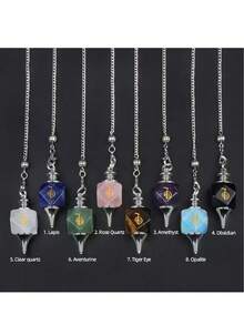 1个方形能量符号吊坠，水晶石材质，带有灵气符号，可用于冥想、DIY手链和项链配饰 - 吊墜 - 查看 2