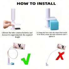 TAFDIUR 可调节鹅颈手机支架，360°旋转平板电脑支架，螺旋底座，稳固防滑防摔，适合床上使用，情人节礼物 - 懶人支架 - 查看 7