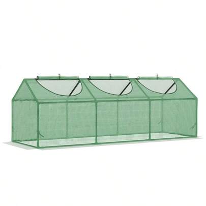 Greenhouse With Window, PE Greenhouse 180x60x60cm, Tomato House & Cold Frame In Green For Garden & Balcony