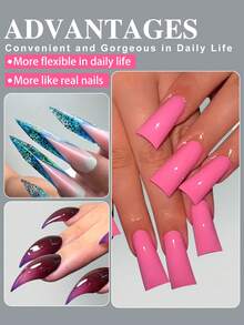 新款160片装双爪指甲模具，适用于假指甲贴片、快速成型凝胶模具、全覆盖指尖模具、指甲延长用品，适用于亚克力、聚氯乙烯、UV、LED凝胶延长。 - 無色 - 查看 2