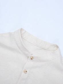 2pcs Men's Button-Down Shirt And Casual Pants Set, Suitable For Vacation, Beach, Casual Everyday Wear, Summer - Apricot - View 6