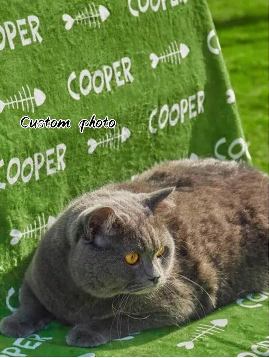 1pc Customized Pet Blanket - Choose Pattern - Customize Text! Soft Blanket - Birthday, Anniversary, Housewarming Gift - Family, Couple, Pet Exclusive - Comfortable All Season, Personalized Photo Gift