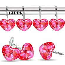12pcs Heart-Shaped Shower Curtain Hooks, Stainless Steel S-Type Curtain Rings, Curtain Hooks, Curtain Accessories, Valentine's Day Gift - Multicolor - View 7