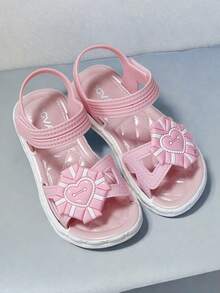 可爱水钻蝴蝶结露趾凉鞋，透气舒适，适合女孩海滩度假 - 粉色 - 查看 5