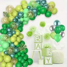 109 peças Conjunto de Balões de Aniversário Pixel Forest do : Material de Látex + Faixa 2D, Arco de Balões Degradê Verde + Padrões de Personagens do Jogo, Adequado para Festa de Aniversário Infantil, Um Clique para Criar uma Atmosfera de Celebração em Estilo Pixel, Uma Decoração de Destaque para Festas Infantis - Multicolorido - Visão 3