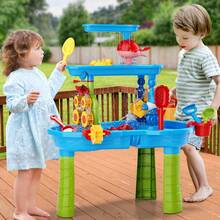 Kids Sand Water Table , 3-Tier Sand And Water Play Table Toys For Kids, Summer Activity Tables Outside Beach,Birthday Gift - Blue - View 1