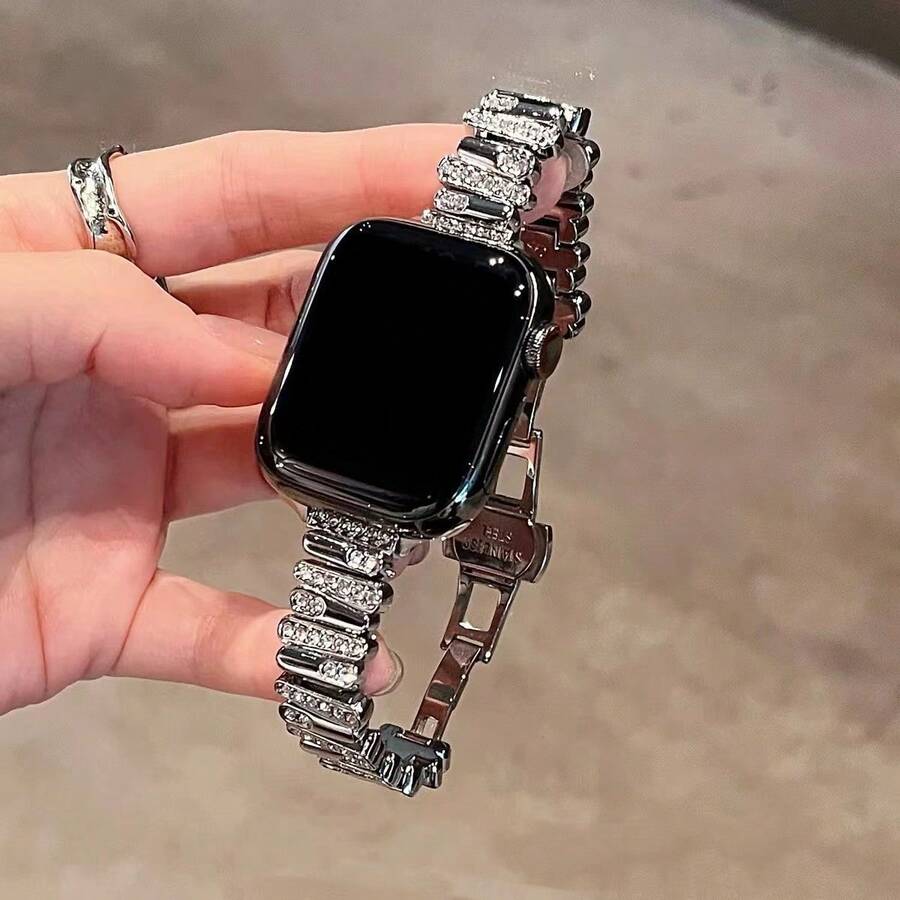 1条不对称金属表带，兼容 42mm、38mm、40mm、41mm、44mm、45mm、46mm、49mm直径，时尚智能手表替换表带，适用于Series Ultra2、Ultra SE2、SE 11、10、9、8、7、6、5、4、3、2、1，男女通用