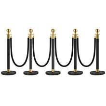 Techigher Stanchion Posts Queue With Black Velvet Rope, 5 Ft Black Carpet Ropes And Poles, Crowd Control Barriers Queue Line Rope, Barriers For Party Supplies - Black I 5 Pack I 4 Rope - View 7