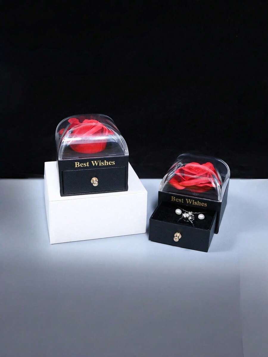 1pc Fashionable & Beautiful Rose Gift Box, Preserved Flower Box, Lightweight & Luxurious, Easy To Take Out, Suitable For Valentine's Day Gift, Jewelry Box, Wedding Gift, Holiday Gift - Multicolor - View 1