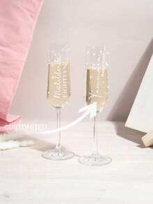 Personalized Bride Champagne Flute, Faux Pearl & Crystal Glass Stemware, Happy Birthday Champagne Flute, Customizable Bride & Bridesmaid Champagne Flute - Reusable & Washable, Customized Champagne Flute/Bride Bridesmaid Wine Glass/Wedding Party Cup/Wedding Supplies/Champagne Flute/Champagne Stemware/Bridesmaid/Bride/Bachelorette/Mother Of The Bride/Birthday Party - Multicolor - View 4