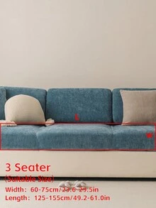 1pc Chenille Sofa Cover, Anti-Scratch, Anti-Slip, Elastic, Suitable For 1-4 Seater Sofa - Navy Blue - View 13