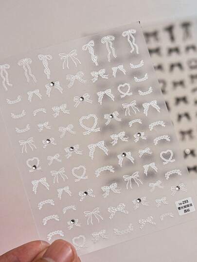 1pc Ultra-Thin 3D Ribbon Nail Sticker French Bow Decals Self Adhesive Manicure Decorations DIY Cute Nail Accessories Nails Nail Supplies