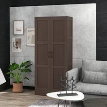 Storage Cabinet W/ Storage Shelves, Pantry Cupboard Cabinet - Coffee - View 1
