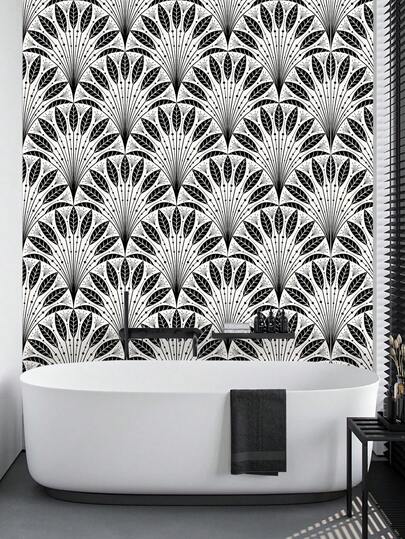 1卷羽毛形叶子壁纸，自粘可移除壁纸，乙烯基墙贴，适用于房间装饰、卧室、浴室、DIY瓷砖翻新，防水PVC贴纸，生日/毕业礼物（宽度：17.5英寸）