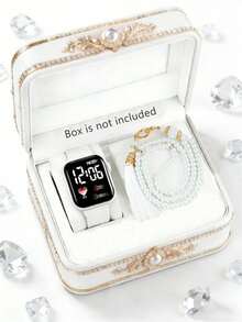 2/1pc Girl's Fashionable & Elegant LED Heart-Shaped Digital Display Electronic Watch, Suitable For Girls, Can Be Paired With Bracelets, Great Birthday/Holiday Gift For Girls, Ideal For Daily Occasions Like School, Parties, Travel. Also A Perfect Gift For Graduation Season, Ramadan, Valentine's Day. - Multicolor - View 12