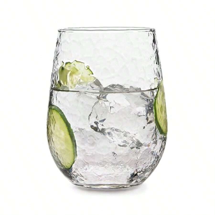 Libbey Copas de vino multiusos sin tallo martilladas 17 onzas juego de 8 - Martilladocompleto - Ver 1