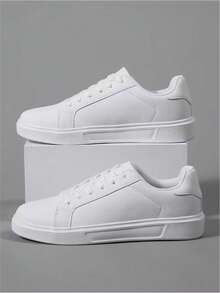 Zapatillas casuales con cordones, tallas 36-45, zapatos blancos de alta calidad, versátiles y de suela blanda para estudiantes, antideslizantes - Blanco - Ver 5