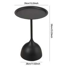 Round Shaped End Table, Narrow Side Table, Modern Sofa Side Table With Metal Frame, Coffee Snack Couch Table For Living Room, Bedroom, Bedside - Black - View 5