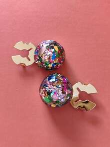 1pc/2pcs Resin Colorful Glitter Elegant Geometric Pattern Button Set, Shirt Button Covers, Cufflink Set, Suitable For Tuxedo And Wedding Dress Decoration - Multicolor - View 5