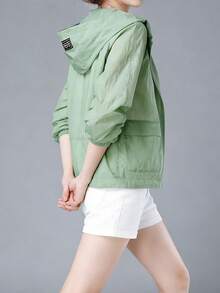 Abrigo convencional para mujeres Chaqueta ligera de manga larga con capucha, color liso, corta y con protección solar, con bolsillos. Ropa deportiva informal para exteriores para primavera, otoño y verano. Prendas de abrigo para mujer. - Verde - Ver 7