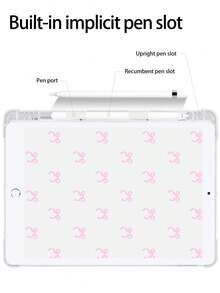 Bow-Knot 1pc Bow Tie Print Flat Protective Case, Compatible With IPad 10.2 Inch, IPad Pro 11 2021/2020/10th Gen, IPad Mini 4/5/6, Galaxy Tab A8 10.5 Inch 2022, Matepad 10.4/Tab, , With Pencil Slot, Anti-Drop, Tablet Stand Cover - Multicolor - View 5