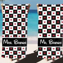 1pc Customizable Modern Style Printed Beach Towel - Super Soft Polyester Material, Rectangular Design, Personalized Text Art Towel Suitable For Swimming Pool, Spa, Summer Gift - Multicolor - View 6