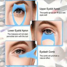1 set de 3-en-1 outils de maquillage pour ombre à paupières, produits de maquillage magiques et utiles comprenant un peigne à mascara et un gabarit de crayon eyeliner, une carte guide d'application, accessoires de maquillage réutilisables pour des cils et un eyeliner parfaits, cadeaux, voyage, articles bon marché, essentiels de voyage - Bleu azur - Voir 6