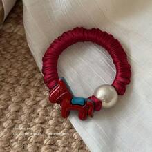 2pcs/Set Horse Year 2026 Pleated Hair Scrunchies, High-Elastic Hair Ties For Ponytail, Elegant Hair Accessories, Perfect Gift - Multicolor - View 8