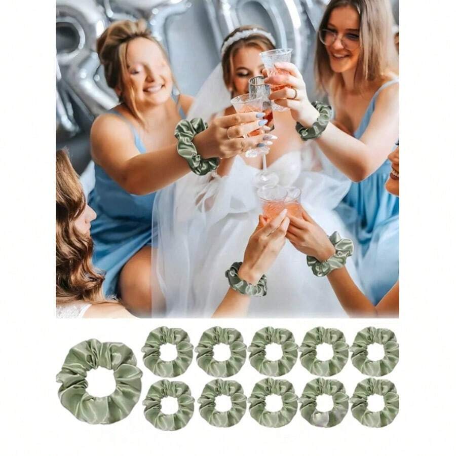 4/8/12pcs Bridesmaid Gift Headbands, Silk Headbands Accessories For Bridesmaid Proposal, Bachelorette Party Favors, Wedding Hair Accessories, Bridal Shower Gifts, Bride Wedding Memento Party Favors (Damage-Free Design, Romantic Gift Box Filler, Suitable For Bridal Party, DIY Bridal Memento) - Green - View 1