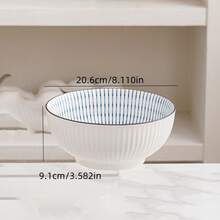 1 件陶瓷简约蓝色日式碗，4.5 英寸、6 英寸或 8 英寸尺寸，日式、北欧、波西米亚风格简约高端蓝色/浅色餐具碗套装，多种尺寸和图案可供选择 - 藍 - 查看 24