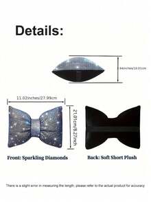2pcs/Set 1pc Shiny Car Pillow - Car Headrest Bow Neck Support Pillow, Suitable For Drivers, With Rhinestone Bow Neck Support Cushion, Sleep Travel Neck Support Pillow, Suitable Rhinestone Car Interior Accessories For Women - Style a - View 3