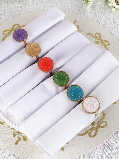 6 piezas de anillos para servilletas de piedras preciosas falsas, adecuados para la decoración de la mesa de bodas y fiestas, portaservilletas para cenas románticas, aptos para Pascua, Navidad, Acción de Gracias y Día de la Madre