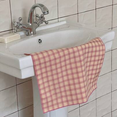 1/2/6pcs Pink & Yellow Contrast Color Fabric Ins Style Cute Girl Placemats & Napkins, Suitable For Valentine's Day And Daily Use