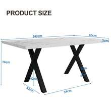 Rectangular Dining Table With Crossed Legs, Coffee Table, Modern And Simple Wrought Iron, L140*W80*H76cm, Oak And Black [OLD REFERENCE: N634P243368A] - White - View 4