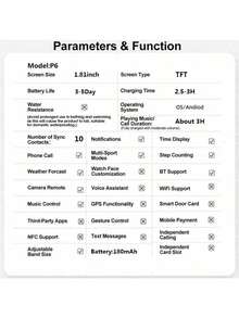Smartwatch - Pantalla de alta definición, llamadas inalámbricas, fondo de pantalla personalizable, seguimiento de actividad física, recordatorios, control de música - Multicolor - Ver 9