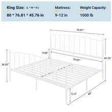 Allewie Full/Queen/King Size Bed Frame, Metal Platform Bed Frame With Arched Headboard & Footboard, Mid-Century Modern Style, Under Bed Storage, No Box Spring Needed, Easy Assembly, White - trắng - Xem 11