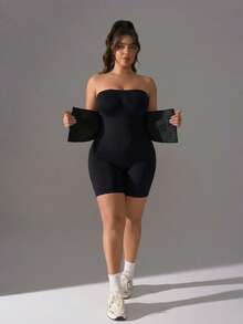 Zimi Collection 1XL-4XL Plus Size Seamless Shapewear Jumpsuit Black Adjustable Buckle Tummy Control Waist Trainer Full Body Shaper Slimming Bodysuit For Gym Daily Wear Under Dresses - Black - View 6